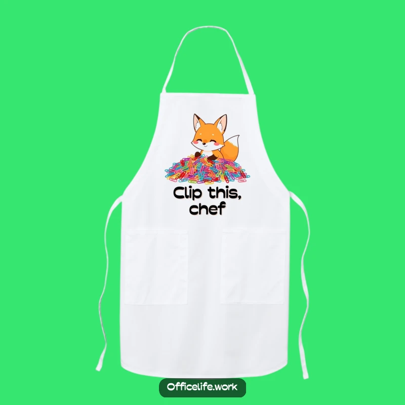 Funny Fox Paper Clip Sorting Apron, Hilarious Kitchen Wear for Crafty Cooks