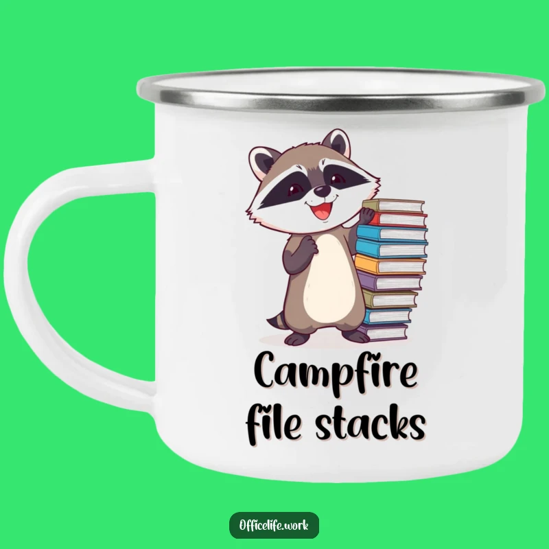 Funny Raccoon File Balancing Camping Mug, Durable and Hilarious Outdoor Companion