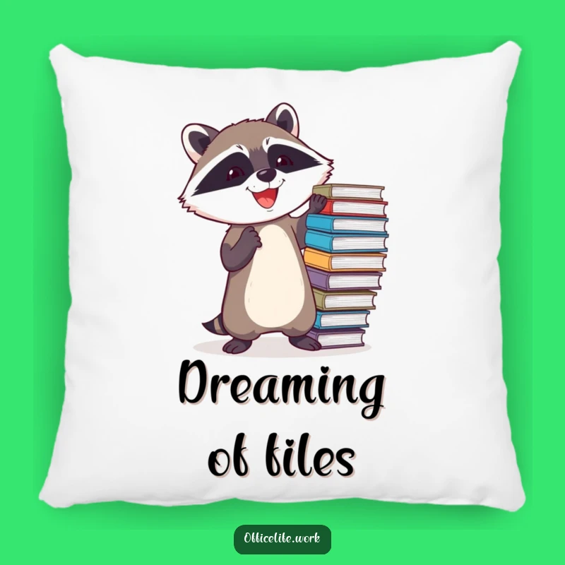 Funny Raccoon File Balancing Pillow, Cozy and Hilarious Accent for Your Home