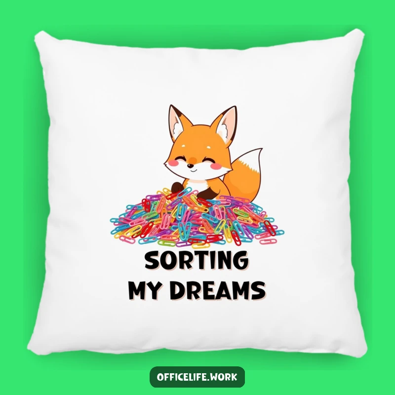 Funny Fox Paper Clip Sorting Pillow, Cozy and Hilarious Accent for Any Room