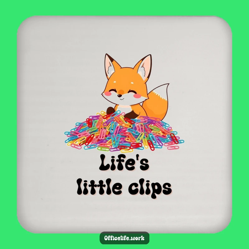 Funny Fox Paper Clip Sorting Drink Coaster, Humorous Protection for Your Surfaces