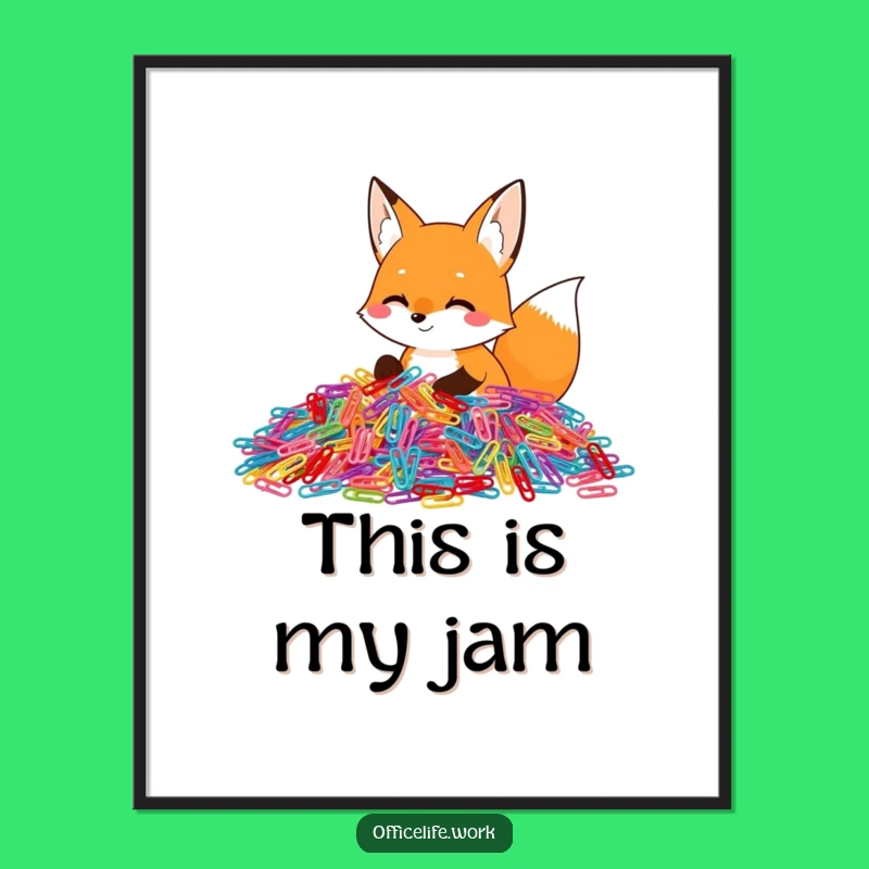 Funny Fox Paper Clip Sorting Poster, Vibrant Wall Art for Office or Home