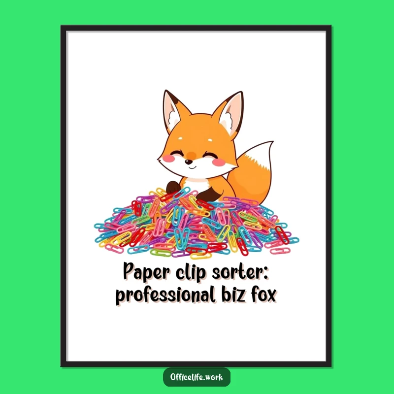 Free Printable Fox Paper Clip Wall Art - Funny Downloadable Office Decor!