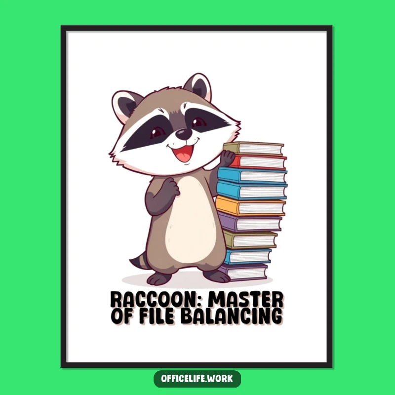 Free Printable Raccoon File Balance Wall Art - Funny Downloadable Office Decor!