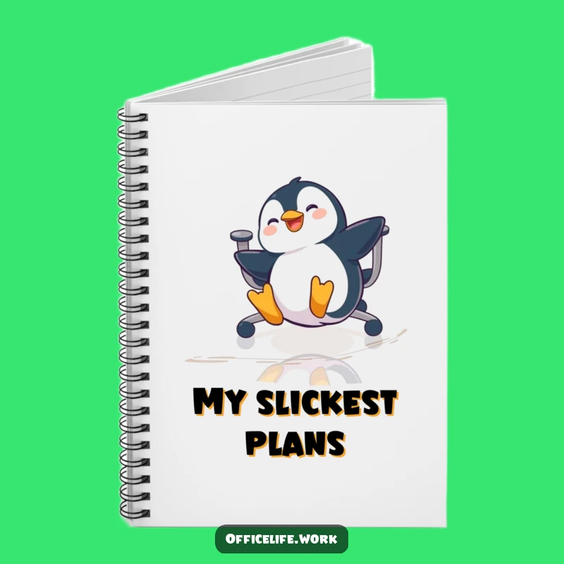 Funny Penguin Office Chair Sliding Notebook, Hilarious Journal for Ideas