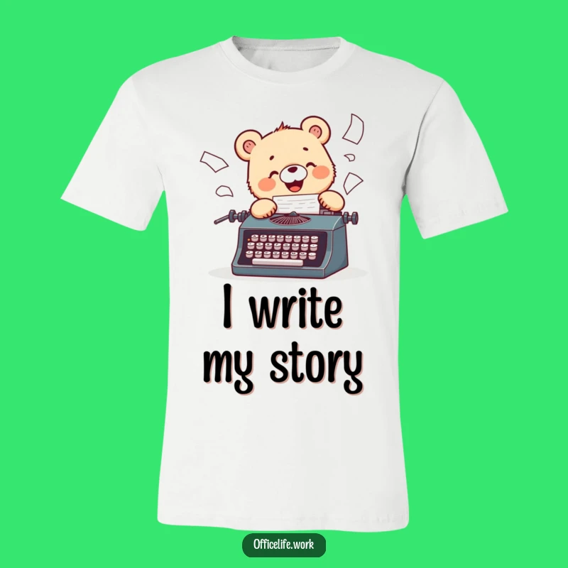 Funny Bear Cub Typist T-Shirt: Cute Writer, Vintage Style Tee, Gift