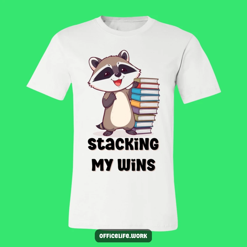 Funny Raccoon File Balancing T-Shirt, Hilarious Graphic Tee for Organized Chaos