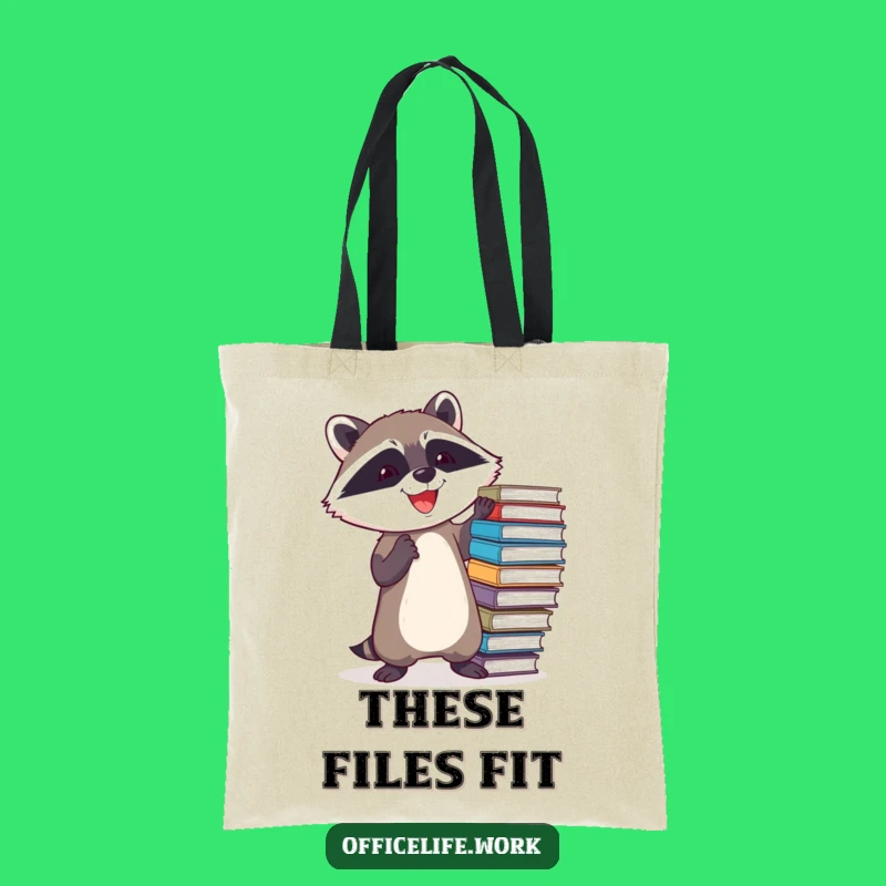 Funny Raccoon File Balancing Tote Bag, Hilarious Accessory for Office Supplies